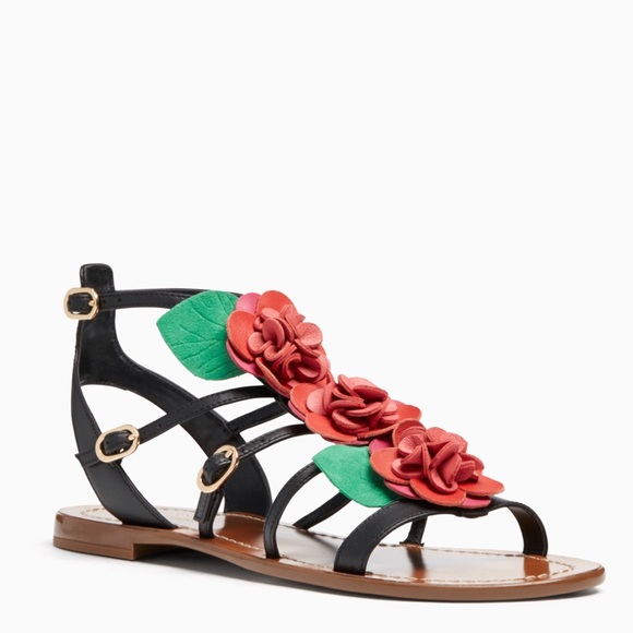 kate spade Shoes - Kate Spade Rose Floral Leather Gladiator Sandals